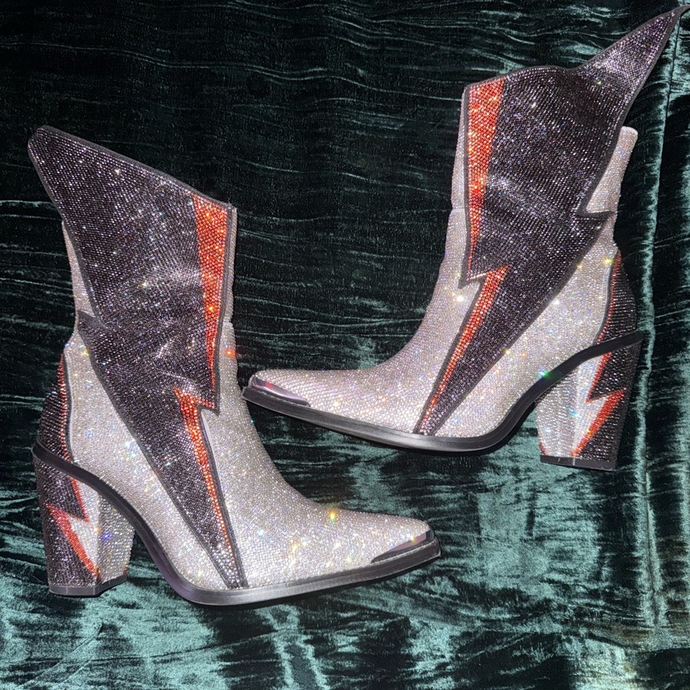 Dolls Kill Glitter Lightning Heeled Boots